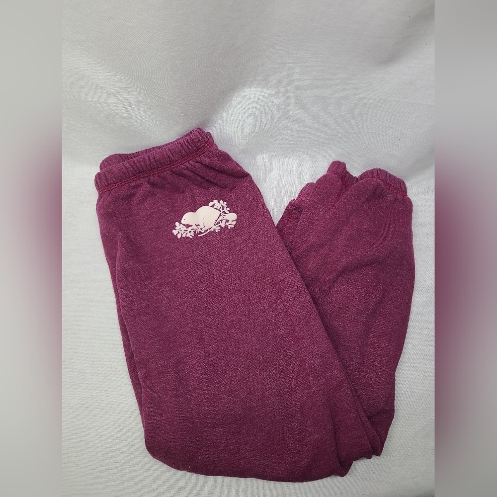 ROOTS burgundy cropped joggers- Size XS women's